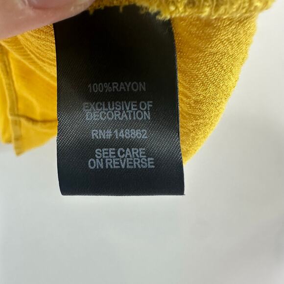 Torrid Blouse 2X Mustard Yellow Crochet Corset Style Neckline Bohemian Fall Top - Picture 7 of 7